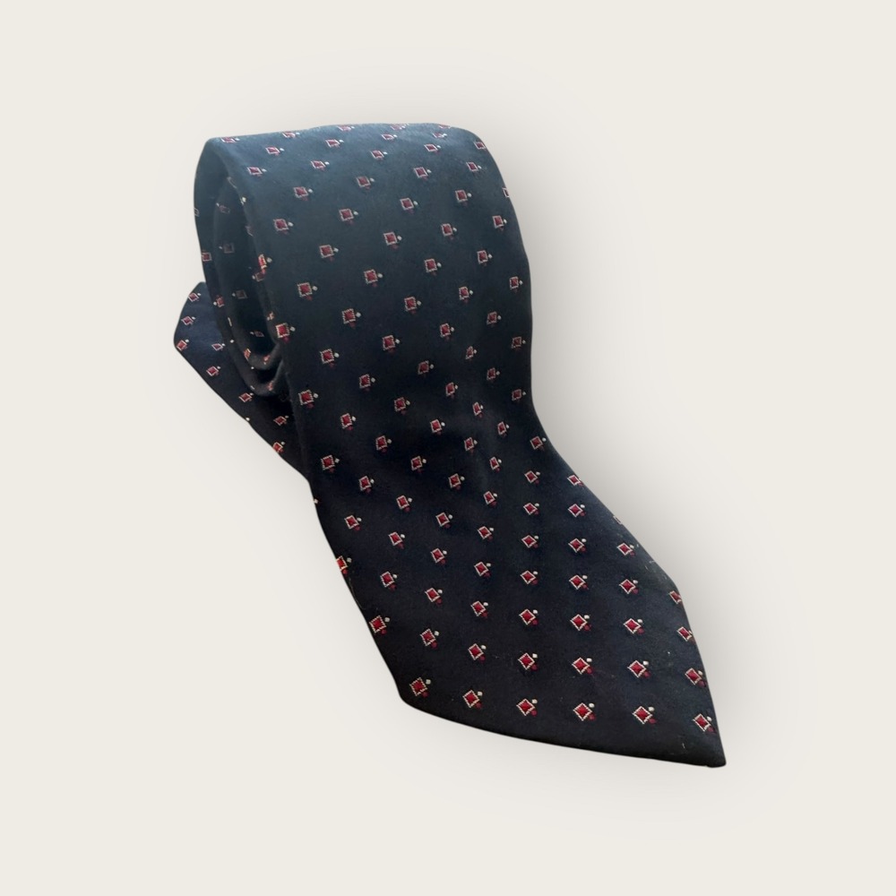 Royal‎ Knight Men's Necktie Black with Red Squares Patterned Business